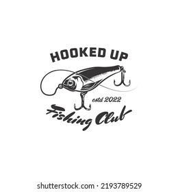 fish bait for fishing logo. hook and catch fishing logo design template