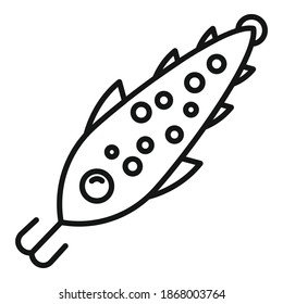 Fish bait triple hook icon. Outline fish bait triple hook vector icon for web design isolated on white background