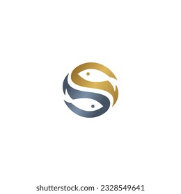 ilustración biográfica del logotipo de la bola de pescado