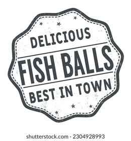 Fish balls grunge rubber stamp on white background, vector illustration