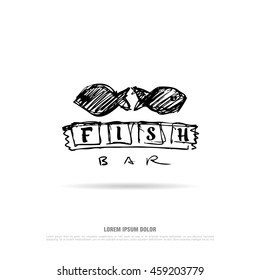 Fish bar vector logo. Template restaurant design