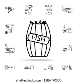 fish in a barrel icon. fish production icons universal set for web and mobile