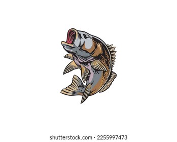 fish bash vector illustration. jumping predator fish.