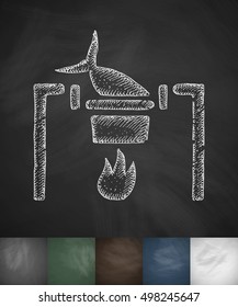 fish bbq icon. Hand drawn vector illustration