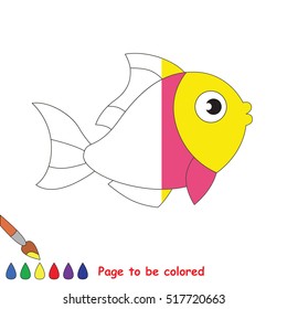 Fish to be colored, the coloring book to educate preschool kids with easy kid educational gaming and primary education of simple game level.