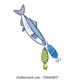 fish bitting spinner object to catch it