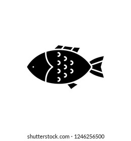 Fish black icon, vector sign on isolated background. Fish concept symbol, illustration 