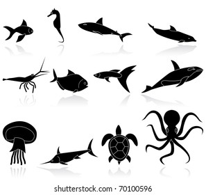 fish black icons