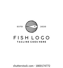 Fish black line Logo Symbol Vector design