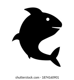 Fish black on a white background, sign for design, vector illustration