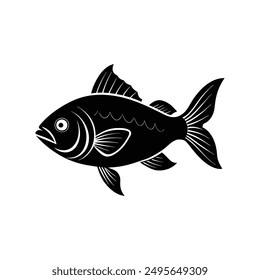 Fish Black Silhouette Vector Art Illustration