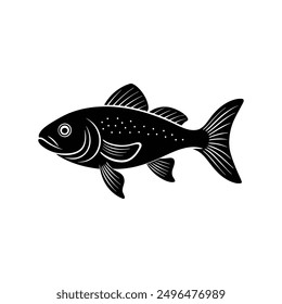 Fish black silhouette vector art, perfect for marine and aquatic-themed designs and illustrations.