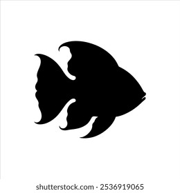 Peixe preto silhueta vetor ilustração no fundo branco
