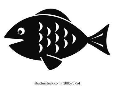 fish, black vector silhouette