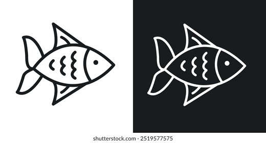 Fish black and white icon.