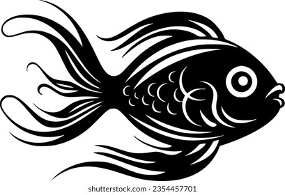 Fish - Black and White Isolated Icon - Vector illustration
