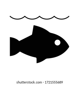 Fish black and white logo, black and white minimalism vector healthy food illustration symbol