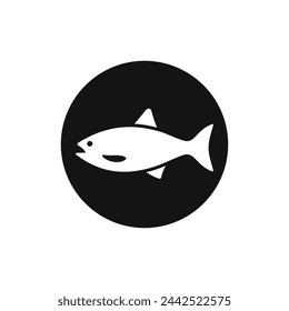 Fish black and white vector icon