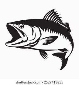 Peixe preto e branco ilustração vetor definir preto e branco design, estilo de salto de água