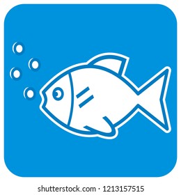 Fish at blue background, vector icon