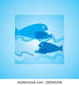 fish blue background with water 