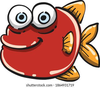 Fish with blue eyes, illustration, vector on white background.