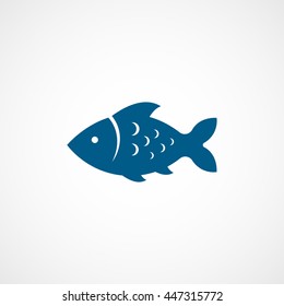 Fish Blue Flat Icon On White Background