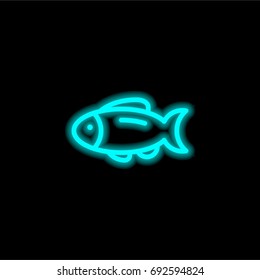 Fish blue glowing neon ui ux icon. Glowing sign logo vector