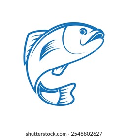 fish blue logo design concept idea