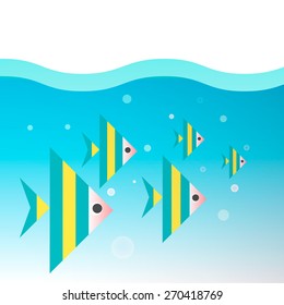 Fish blue sea cartoon striped