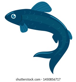 The fish is blue. Vector graphics isolated on white background.