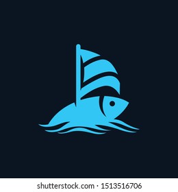 Fish Boat Animal Wildlife Creative Vector Logo