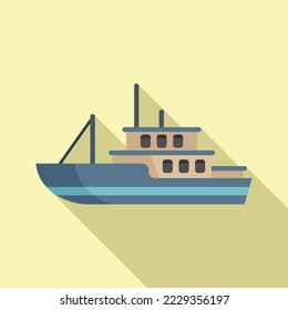 Fish boat icon flat vector. Sea vessel. Marine ship