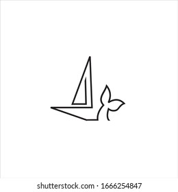 fish boat  icon Logo design Template Illustration Stock Vector
