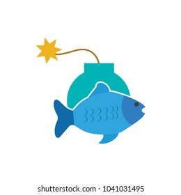 Fish Bomb Logo Icon Design