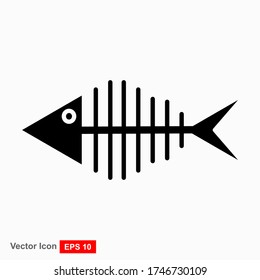 Fish bone cartoon illustration icon character.
