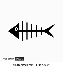 Fish bone cartoon illustration icon character.