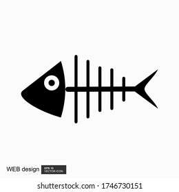 Fish bone cartoon illustration icon character.