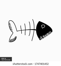 Fish bone cartoon illustration icon character.
