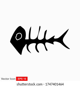 Fish bone cartoon illustration icon character.