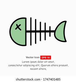 Fish bone cartoon illustration icon character.