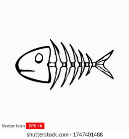 Fish bone cartoon illustration icon character.