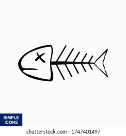 Fish bone cartoon illustration icon character.