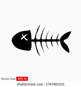 Fish bone cartoon illustration icon character.