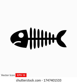 Fish bone cartoon illustration icon character.