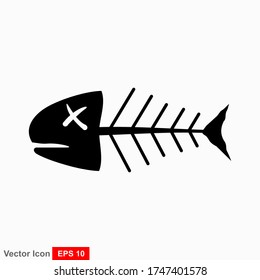 Fish bone cartoon illustration icon character.