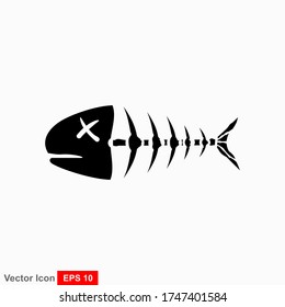Fish bone cartoon illustration icon character.