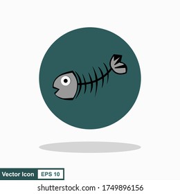 Fish bone cartoon illustration icon character.