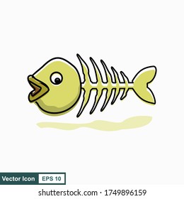 Fish bone cartoon illustration icon character.