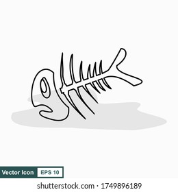 Fish bone cartoon illustration icon character.
